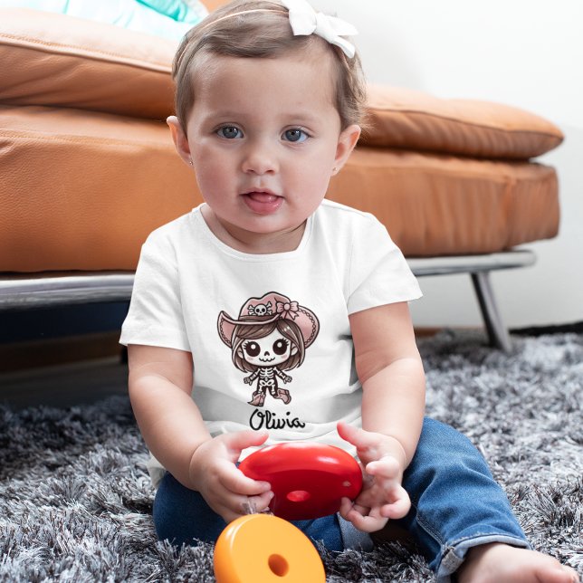 Söt, Cowgirl-Skelett, Anpassat Namn, Halloween T Shirt (Skapare uppladdad)