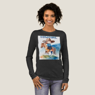 Söt cowgirlflicka som rider häst vattenfärgdesign t shirt