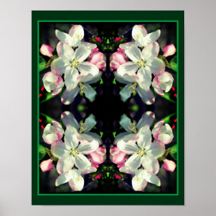 Söt Crabapple Vår Flower Blommar Abstrakt Poster