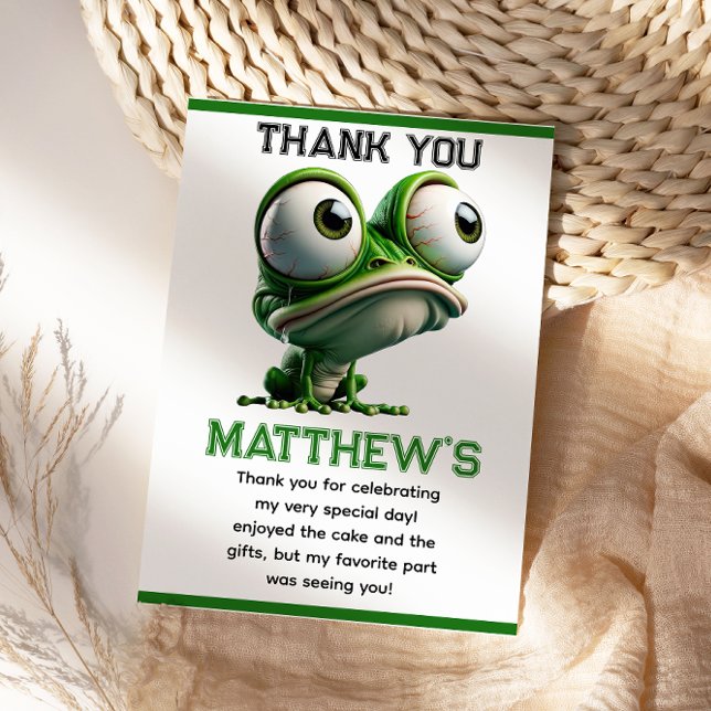 Söt Crazy Frog Farm Tema 1-årsdag Tack Kort (Cute Crazy Frog Farm Theme 1st Birthday Thank You Card
)