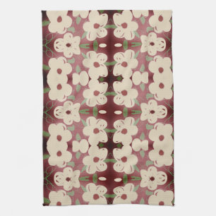 Söt Cream och Cranberry Print Tea Towel Kökshandduk