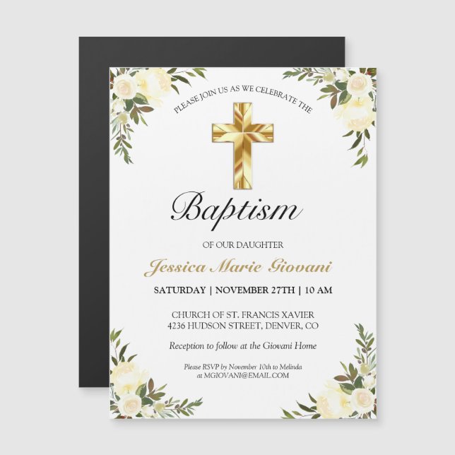Söt Creme Ro Guld Kor-baptism (Fram/baksida)