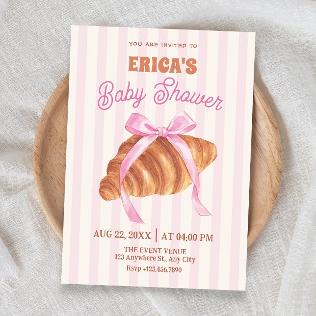 Söt croissantbåge baby shower inbjudningar (Skapare uppladdad)