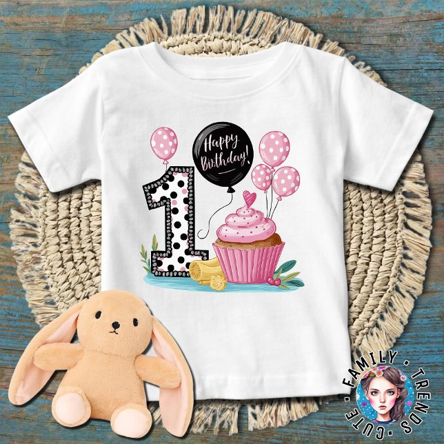 Söt Cupcake 1-års födelsedag T Shirt (Skapare uppladdad)