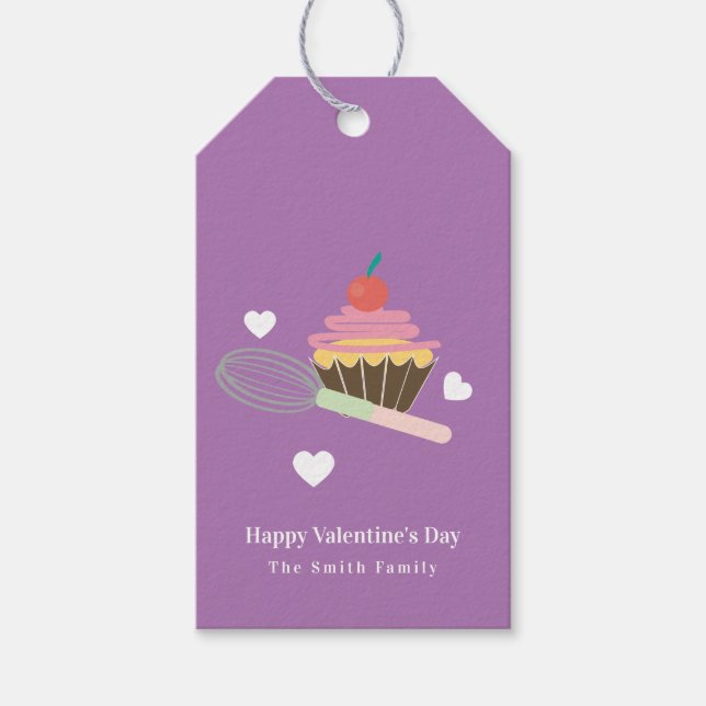 Söt Cupcake-bageri Glad Alla Hjärtans Dag  Presentetikett (Framsidan)