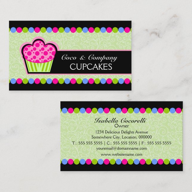 Söt Cupcake-bageri Visitkort (Fram/baksida)