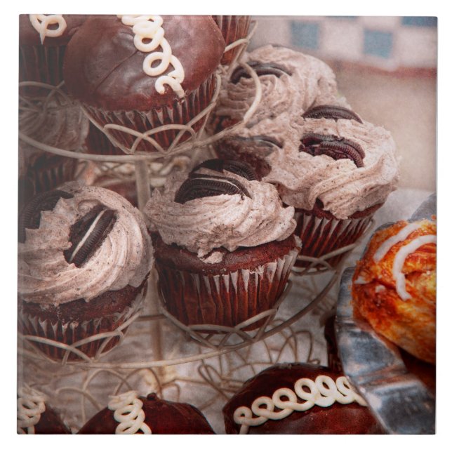 Söt - Cupcake - Cupcake berg Kakelplatta (Framsidan)