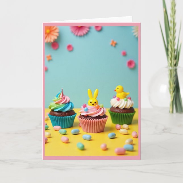 Söt Cupcake-festkort Kort (Framsida)