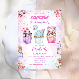 Söt Cupcake Födelsedagsfest Inbjudan
