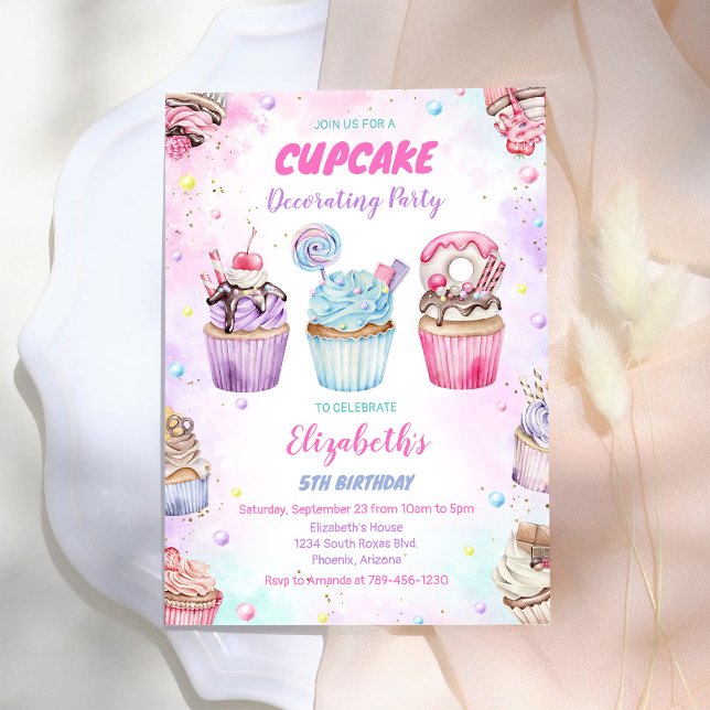 Söt Cupcake Födelsedagsfest Inbjudan (Skapare uppladdad)