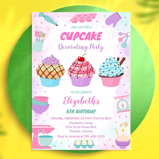Söt Cupcake Födelsedagsfest Inbjudan (Skapare uppladdad)