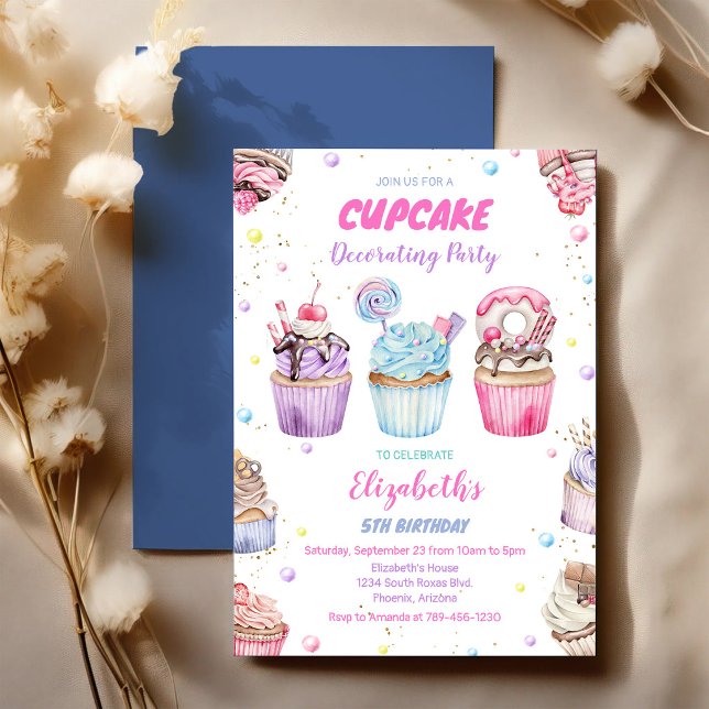 Söt Cupcake Födelsedagsfest Inbjudan (Skapare uppladdad)