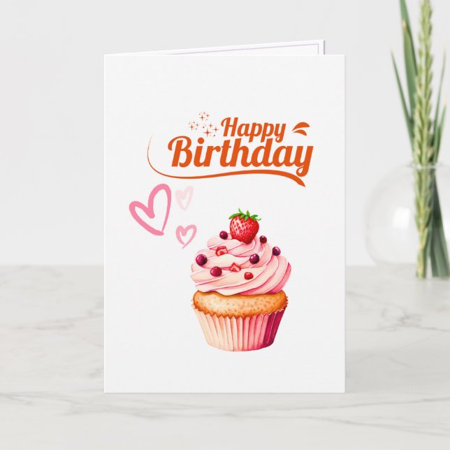 Söt Cupcake Födelsedagsgratulationskort Kort (Framsida)