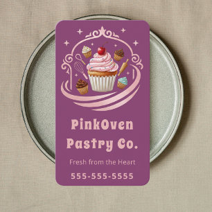 Söt Cupcake Hem Bageri Konditor Bär Lila Visitkort