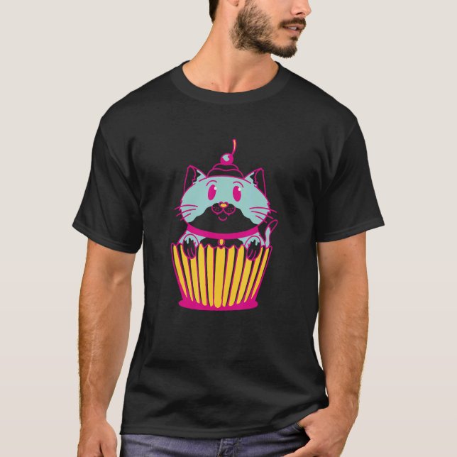 Söt Cupcake Katt Muffins T Shirt (Framsida)