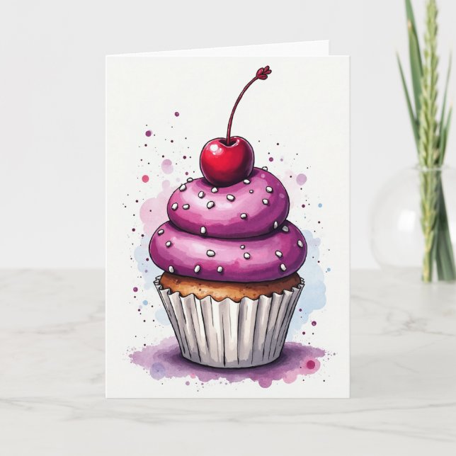 Söt Cupcake Konstkort Kort (Framsida)