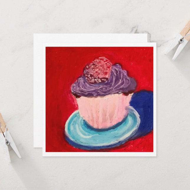 Söt Cupcake-kort Kort (Fram/Back In Situ)