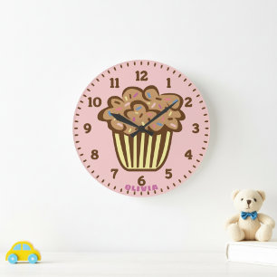 Söt Cupcake med anpassat namn Väggklocka