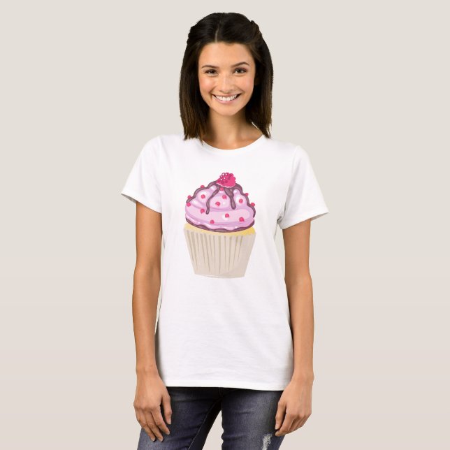 Söt Cupcake med hallon på toppen Tee (Hel framsida)