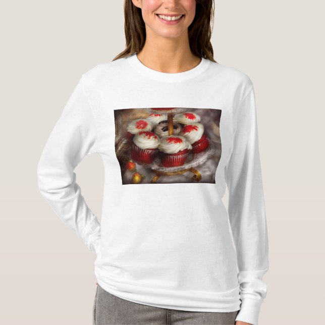 Söt - Cupcake - Röda sammetscupcakes T Shirt (Framsida)