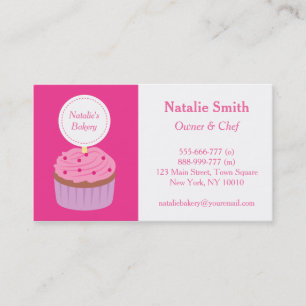 Söt Cupcake Rosa Frosting, Bageri Chef Visitkort