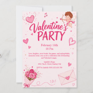 Söt Cupid Alla hjärtans dags-fest inbjudan