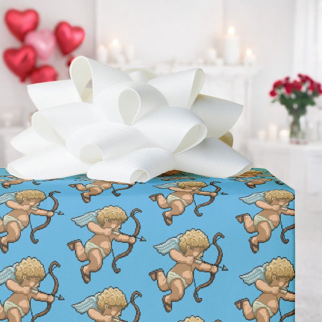 Söt Cupid Alla Hjärtans Dags Kärlekspil Pixel Art  Presentpapper (Skapare uppladdad)