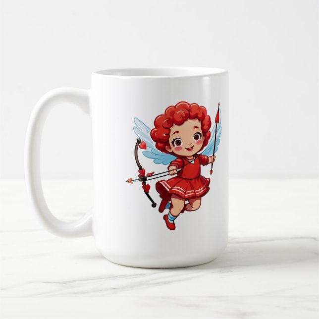 Söt Cupid med båge och pil Kaffemugg (Vänster)