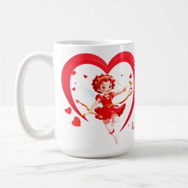 Söt Cupid med båge och pil Kaffemugg (Vänster)