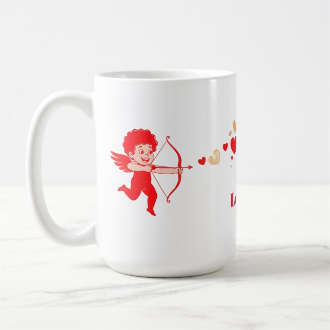 Söt Cupid med båge och pil Kaffemugg (Vänster)