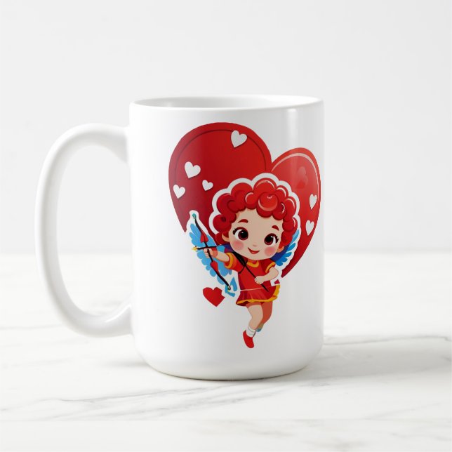 Söt Cupid med båge och pil Kaffemugg (Vänster)
