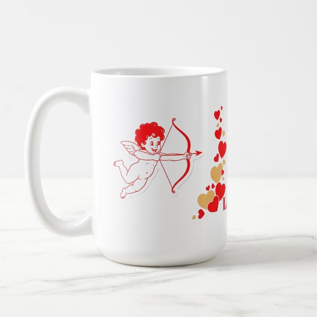 Söt Cupid med båge och pil Kaffemugg (Vänster)