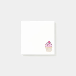 Söt cupkaka med hallon på ovansidan post-it block