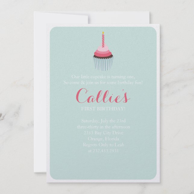 Söt Cuptårta Inbjudningar (Framsida)