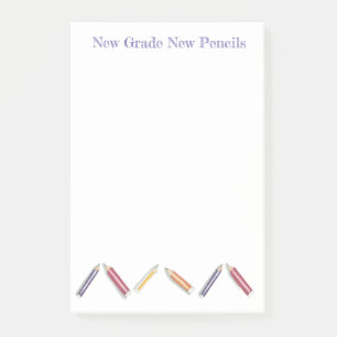 Söt Cute Back to school Watercolor Pencil Post-it Block