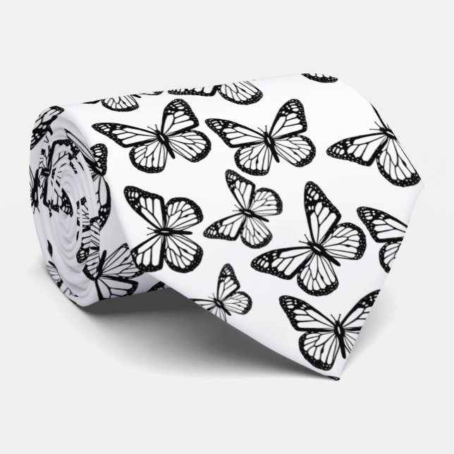 Söt Cute Elegant Black White Butterfly Mönster Slips (Rullad)