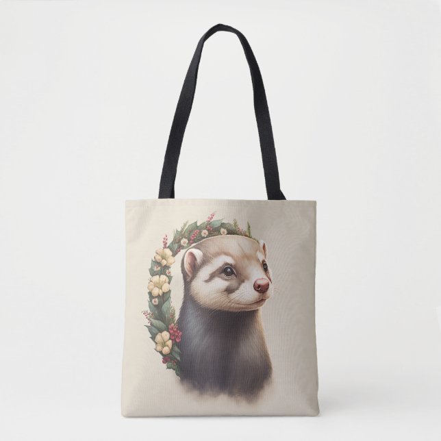 Söt Cute Festive Ferret Tygkasse (Framsida)