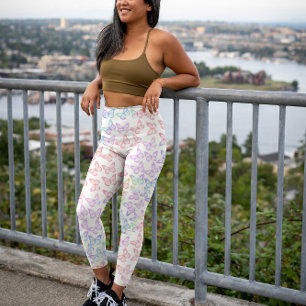 Söt Cute Girly Pastel Butterfly Mönster, sommar Leggings