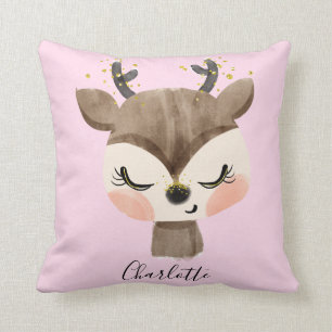 Söt Cute & Girly Pastel Rosa Baby Reindeer Kudde