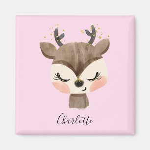 Söt Cute & Girly Pastel Rosa Baby Reindeer Magnet