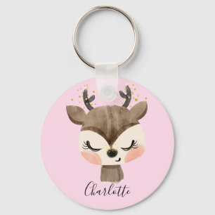 Söt Cute & Girly Pastel Rosa Baby Reindeer Nyckelring