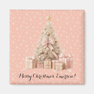 Söt Cute & Girly Pastel Soft Rosa Julgran Magnet