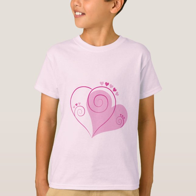 Söt Cute Lycklig Valentine Kärlek Hearts Soft Rosa Tee (Framsida)