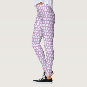 Söt Cute Pastel Lila Flower Mönster Leggings