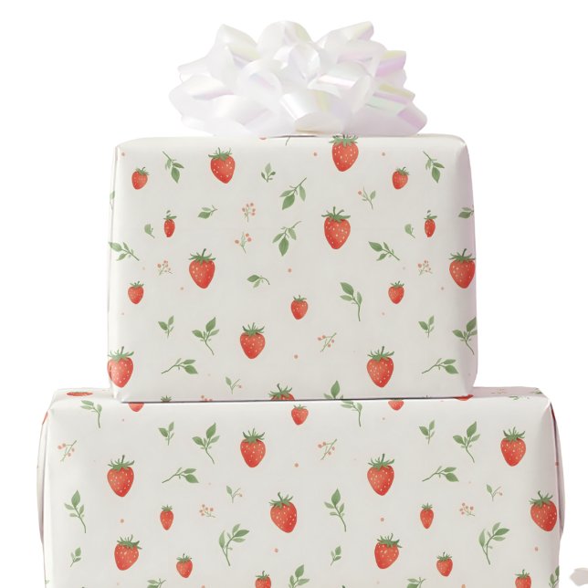 Söt Cute Strawberry Patterned Presentpapper (Skapare uppladdad)