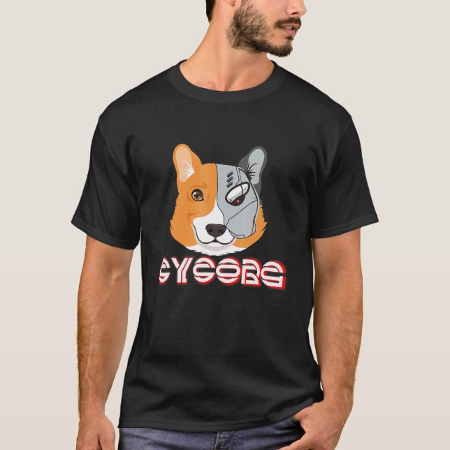 Söt Cybernetisk Corgi Cyborg T Shirt (Framsida)