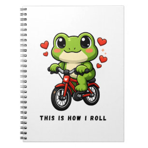 Söt Cyklande Groda Kawaii Groda Cykel Konst Anteckningsbok