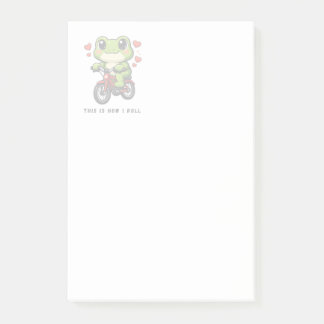 Söt Cyklande Groda | Kawaii Groda Cykel Konst Post-it Block