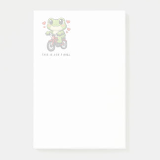 Söt Cyklande Groda | Kawaii Groda Cykel Konst Post-it Block
