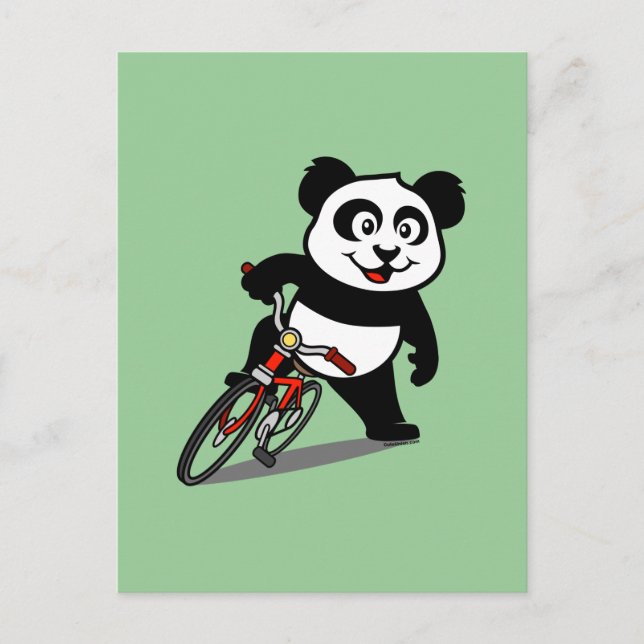Söt Cyklande Panda Vykort (Framsida)